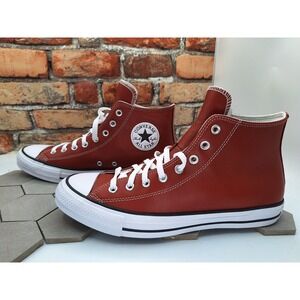 Converse Chuck Taylor All Star Hi Men Sz 12 Ritual Red Tan Brown Leather